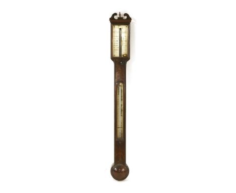 An antique stick barometer with ebony banding to the case, the silvered dial marked 'G & C Dixey, Bond Street, London',100cm 