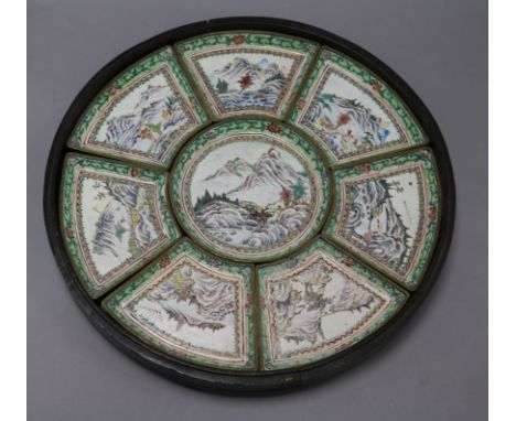 A Chinese enamel fish set