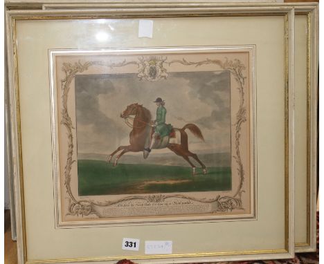 A set of four equestrian prints after R. Houston and a set of four lithographs of steeplechases after Henry Alken, 41 x 48cm 