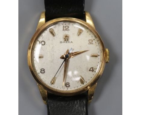 A gentleman's late 1940's gold plated Omega manual wind wrist watch, c.283.