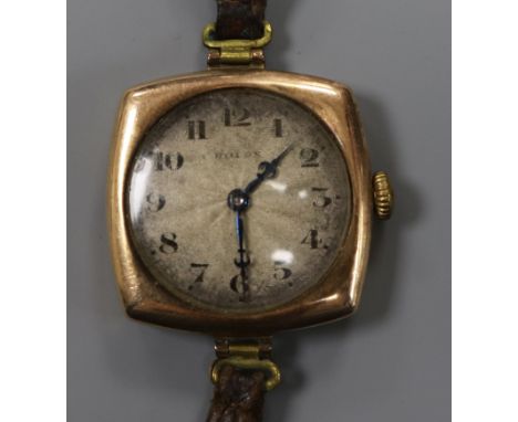 A lady's early 20th century Rolex manual wind wrist watch, with sunburst Arabic dial.