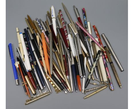 A Mont Blanc vintage ball pen and a large quantity of pens and pencils