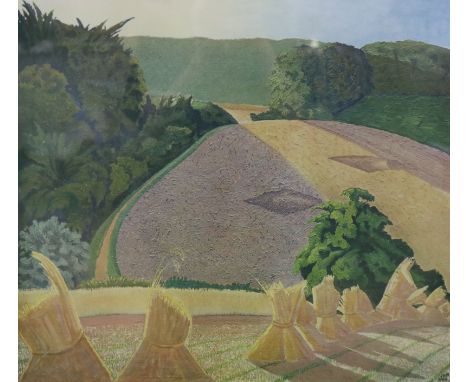 John Nash (1893-1977), lithograph, haystacks in a landscape, signed in black ink lower right, 50 x 55cm