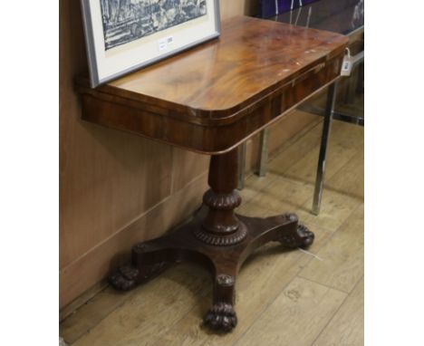A Regency mahogany card table W.92cm