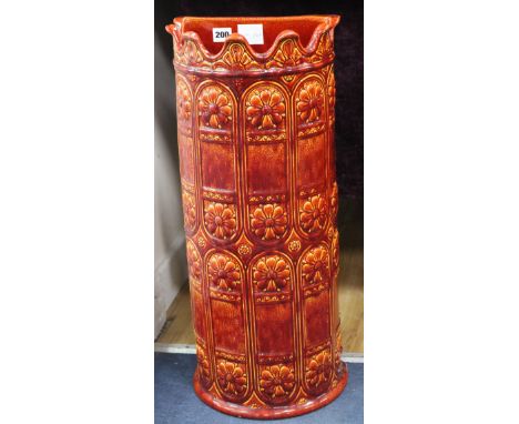 A Burmantofts russet glazed 'D' section stick and umbrella stand