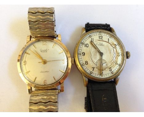 A German military wrist watch on leather strap inscribed K M Wiemer (607816) together with a presentation gents Everite Super