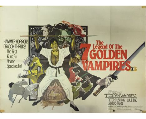 The Legend Of The 7 Golden Vampires 1974 Hammer Horror film poster, 'The First Kung-Fu Horror Spectacular', starring Peter Cu