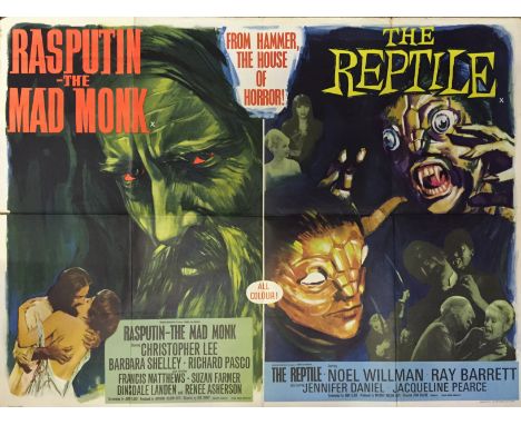 Rasputin The Mad Monk / The Reptile Hammer Horror 1966 double-bill film poster, starring Christopher Lee, Barbara Shelley and