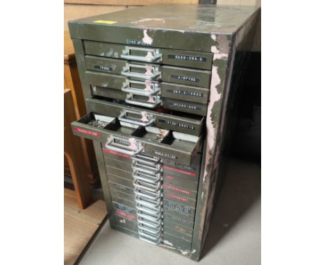 A metal collector's/tool cabinet with 20 drawers height 58cm 