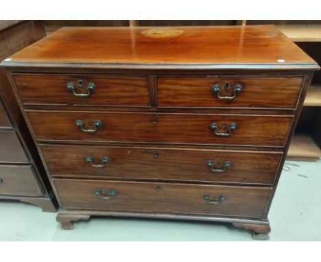 A Georgian mahogany chest of three long and two short drawers on ogee bracket feet length 110cm x height 95cm x depth 54cm 