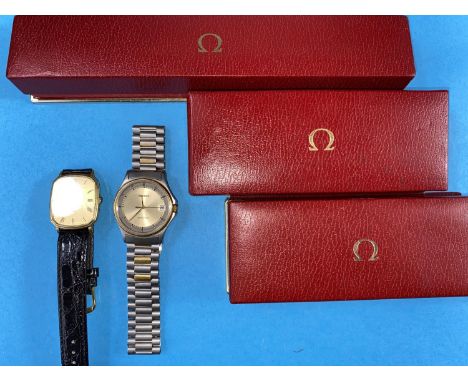3 Omega watch cases, Tissot Seastar and a Raymond Weil watch.&nbsp;&nbsp;Watches both showing signs of wear and not running -