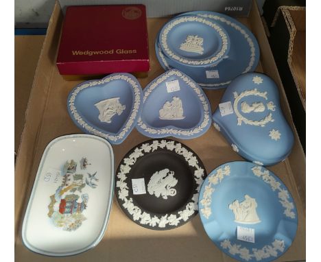 A Wedgewood basalt pin tray; a selection of Wedgewood Jasperware etc 