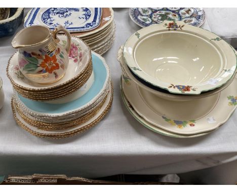 A 1930's "Mayfair" floral 19 piece part tea service and decorative plates, dishes etc 
