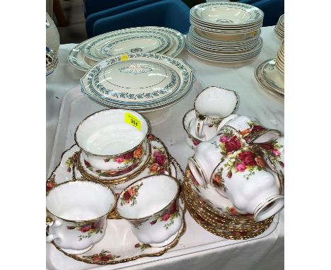 A Royal Albert Old Country Roses tea set; a Myott part dinner service 