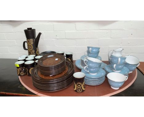A Royal Doulton "Reflections" part tea service; a 1970's "Arabesque" coffee service; etc. 