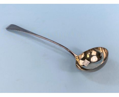 A monogramed Georgian Old English patterned soup ladle, date mark unclear, 6oz, 184gm