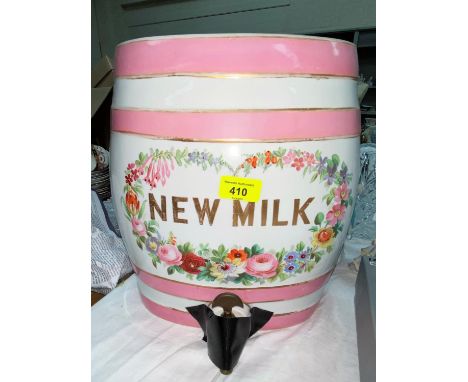 A Victorian ceramic milk barrel.&nbsp;&nbsp;In good condition, with no obvious damage, repair or restoration.&nbsp; Some craz