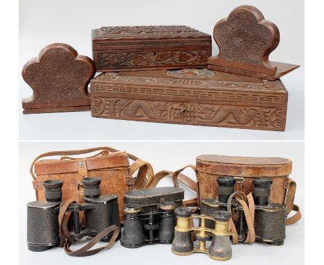 Military Related Items, including an Oriental carved wooden box for the central bombing school, By repute engraved Lt. Cl. Gu