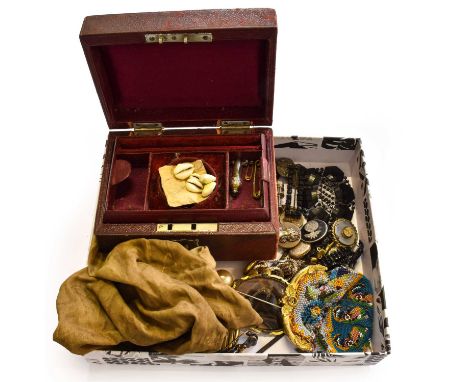 A Quantity of Jewellery, including jet jewellery, a pair of cufflinks stamped 'STERLING SILVER', a silver maltese cross penda