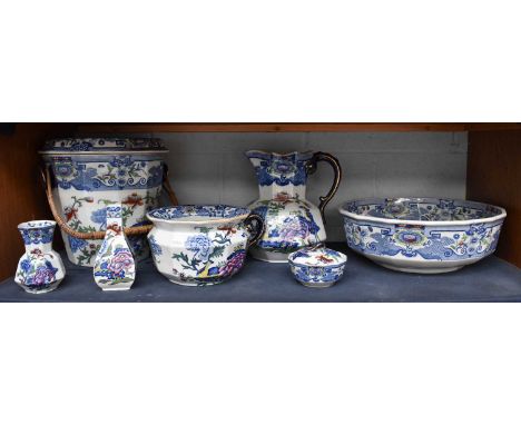 A Selection of Masons Ironstone Ceramics, including a wash set (one shelf)Generally good condition, with some crazing