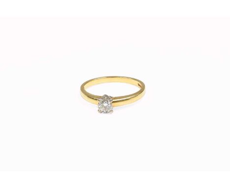 An 18 Carat Gold Diamond Solitaire Ring, estimated diamond weight 0.35 carat approximately, finger size O1/2 Diamond measures