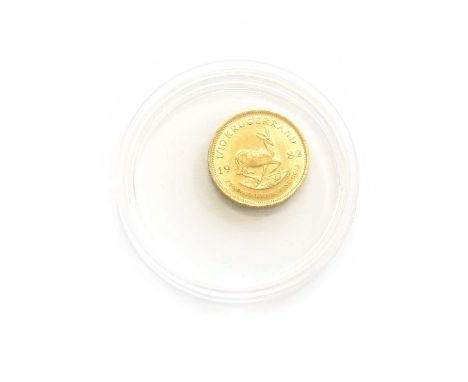 South Africa, 1/10 oz Krugerrand 1982, (.917 gold, 16.5mm, 3.39g), obv. portrait of Kruger facing left, rev. prancing springb