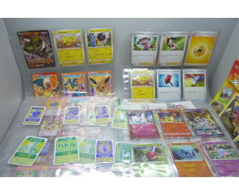 A collection of Pokémon playing cards, vintage, Pokémon board game cards, Pokémon stickers, Japanese cards, etc.