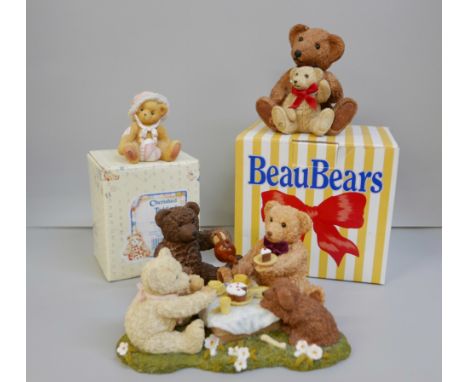 A large collection of Cherished Teddies, Beau Bears and Paw Prints model teddy bears (20)