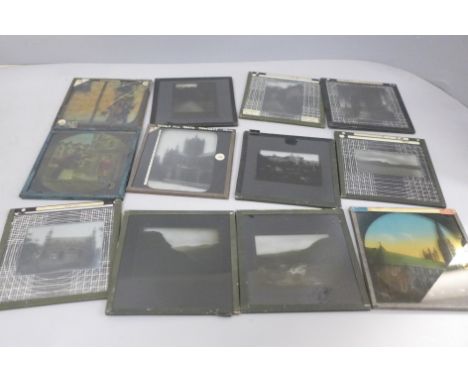 A collection of magic lantern slides, various subjects