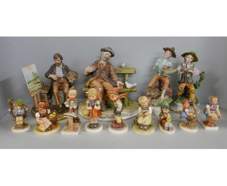 Nine Goebel and four Capodimonte figures, three Capodimonte a/f