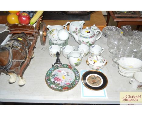 A quantity of Royal Worcester Herbs patterned teaware; Royal Worcester Strawberry Fair patterned jar and cover, collectors pl