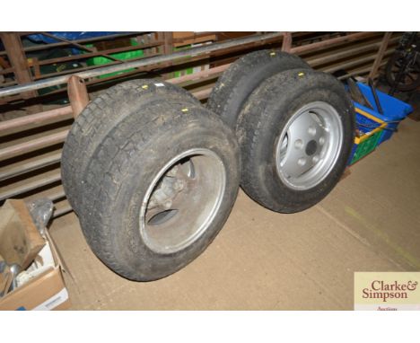 Four Range Rover wheels and Firestone tyres 