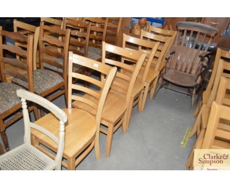 Five beech ladder back dining chairs