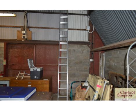 An aluminium double extending ladder 20'7" extended
