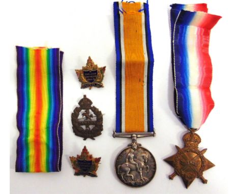 A GREAT WAR PAIR OF MEDALS TO PRIVATE F. BURSTON, 5TH CANADIAN INFANTRY  comprising the 1914-15 Star (A-40211 Pte F. Burston.