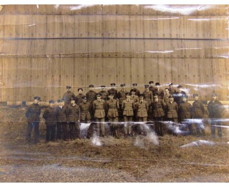 [AIRSHIP INTEREST]. A BLACK & WHITE GROUP PHOTOGRAPH OF THE CREW OF THE R.36  with a typed label verso identifying 'General M