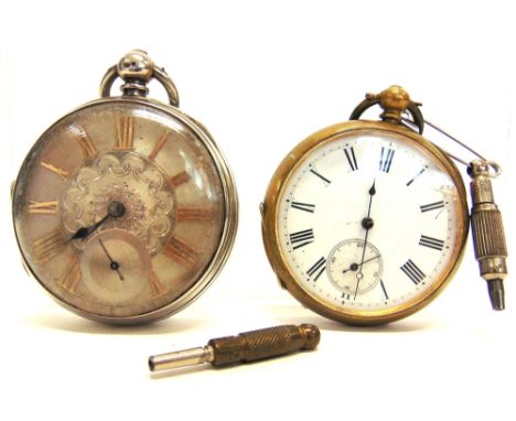 HENRY JONES, HIGH HOLBURN, LONDON a silver open faced pocket watch, London 1873, the silver dial with gold Roman numerals, su