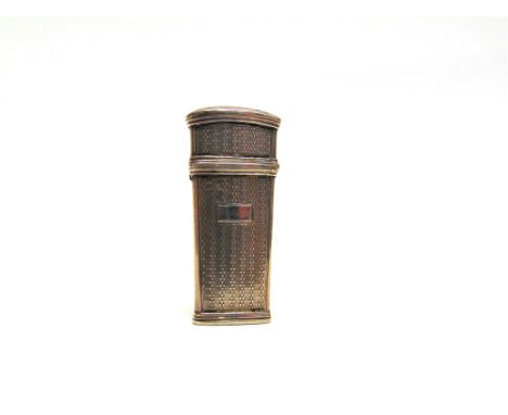 AN EARLY VICTORIAN SILVER ETTUI CASE  by Taylor & Perry, Birmingham 1839, with engine turned decoration, inscribed cartouche,