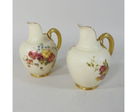 A Royal Worcester blush ivory milk jug, reg no. 29115, 14cm high, together with another