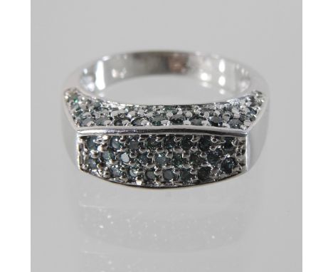 A 14 carat white gold diamond ring, boxed