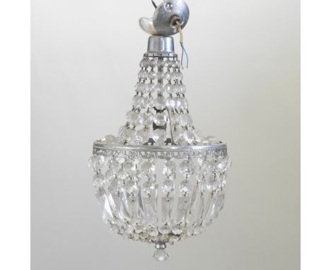 A glass six branch chandelier, 55cm diameter, together with a glass ceiling light