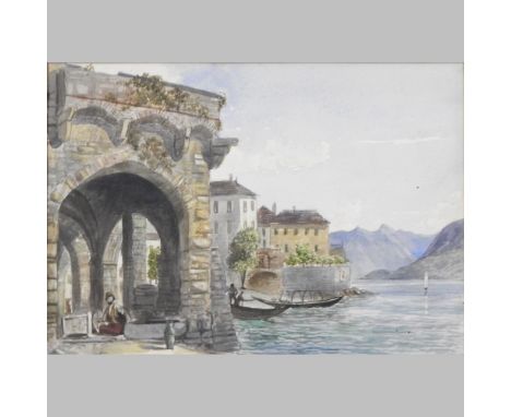 Jean English, harbour scene, signed watercolour, 23 x 34cm, continental school, ruin, watercolour, together with english scho