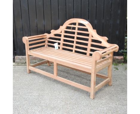 A teak Marlborough style garden bench, 165cm