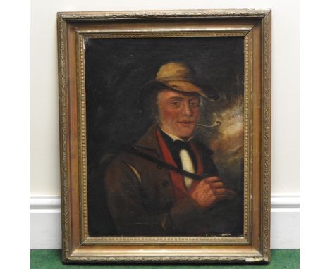 Attributed to Barker of Bath, portrait of a gentleman, smoking a pipe, oil on canvas, 49 x 39cm