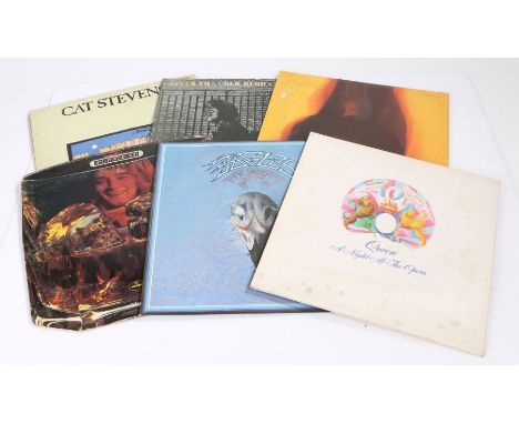 6 x Rock LPs. The eagles - Their Greatest Hits (K53017). Queen - A Night At The Opera (EMTC 103), shaped inner sleeve. The Ro