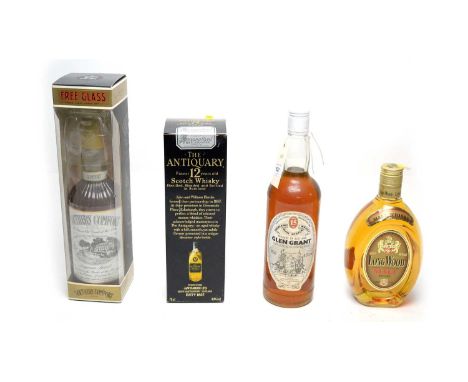 Four various bottles of whisky, including: a bottle of The Antiquary Finest Twelve Years Old Scotch Whisky, 70cl, 40%, boxed;