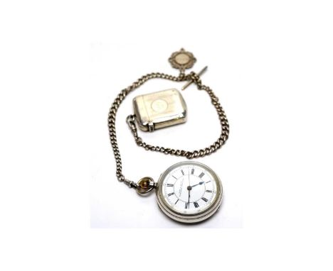 An Edward VII silver cased open faced pocket watch, by Reid & Sons, Newcastle upon Tyne, the white enamel roman dial with cen