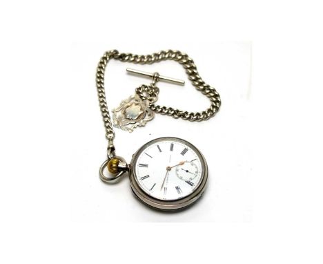 A Victorian silver cased open faced pocket watch, by J.B. Yabsley, London, the white enamel roman dial with subsidiary second
