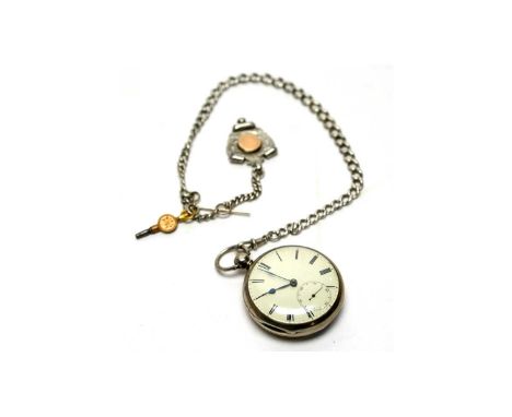 A Victorian silver cased open faced pocket watch, by John Herron, Blyth, the white enamel roman dial with subsidiary seconds 