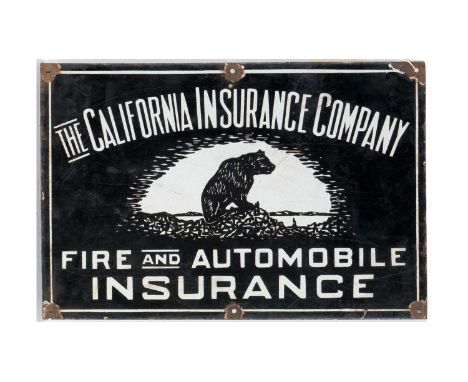 The California Insurance Company enamel advertising sign, Fire and Automobile Insurance, 45.5 x 30.5cms.